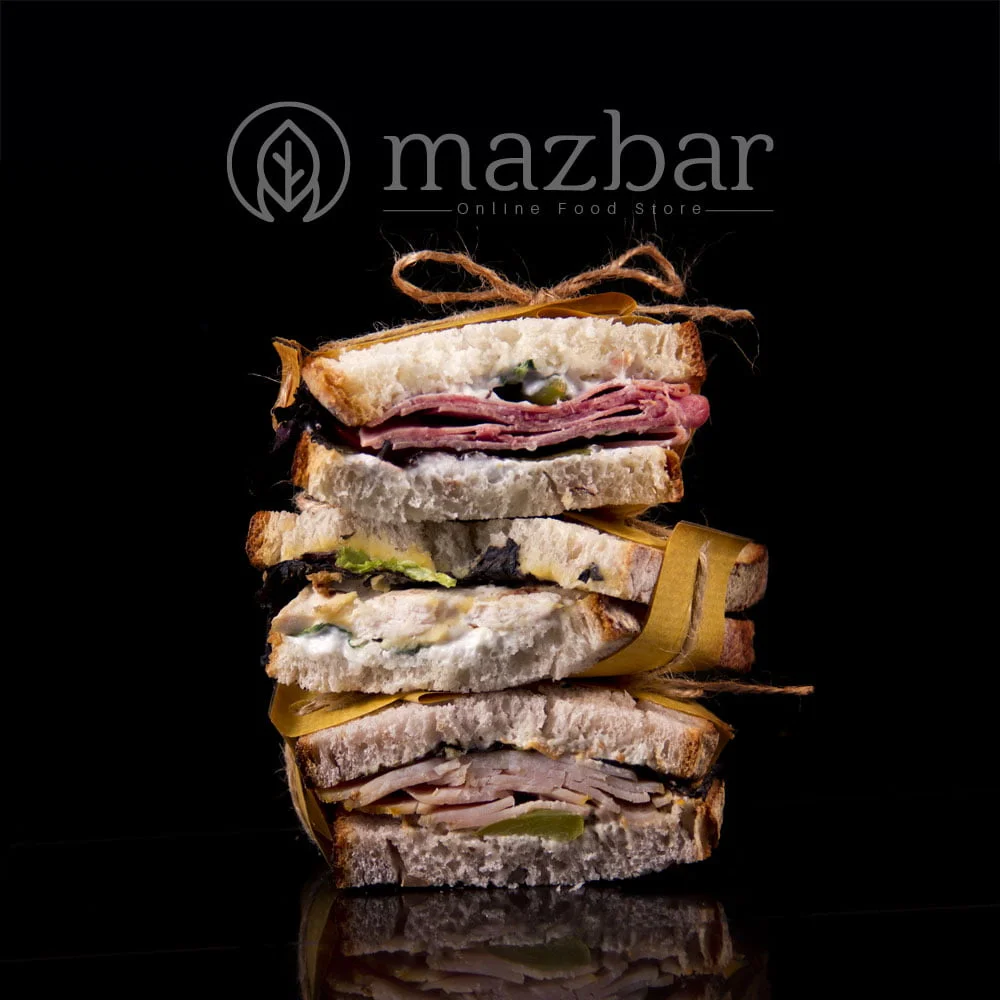سینی ساندویچ مرغ و ژامبون
