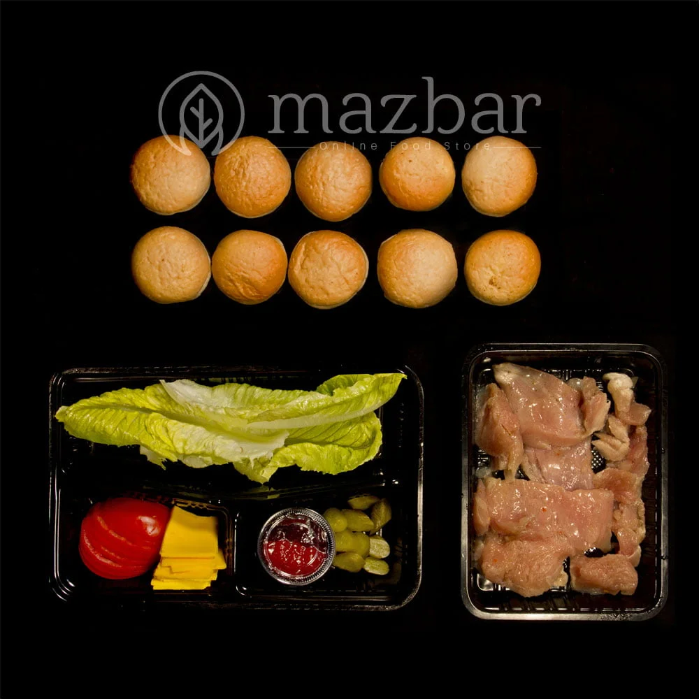 مینی چیکن برگر نیمه آماده 10عددی
