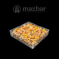 پلکسی باکس میکس آجیل سه مغز با پسته اکبری زعفرانی
